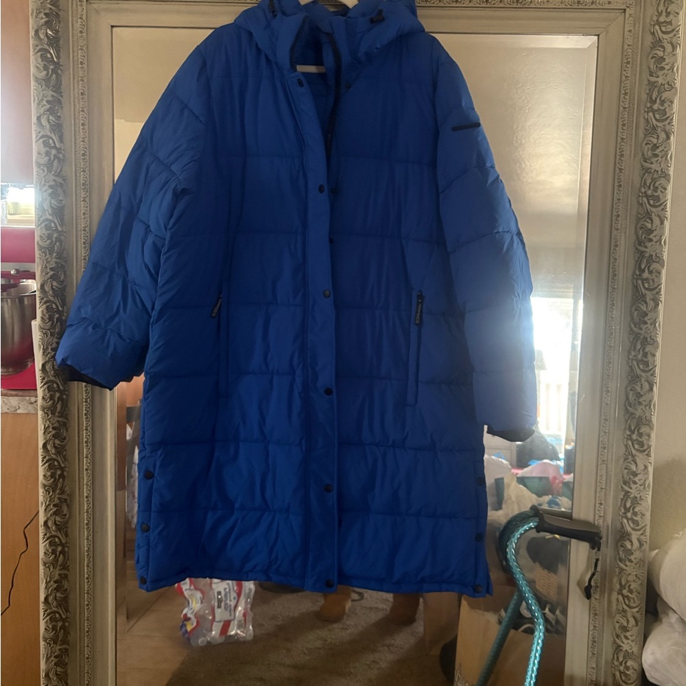 BCBG Vibrant Blue Women's Long Puffer Coat